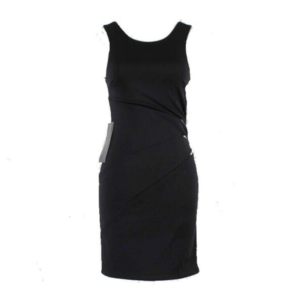 Bebe Addiction Kerra Sz S Black White Zip Side Open Side Poly Spandex Dress - Picture 1 of 12